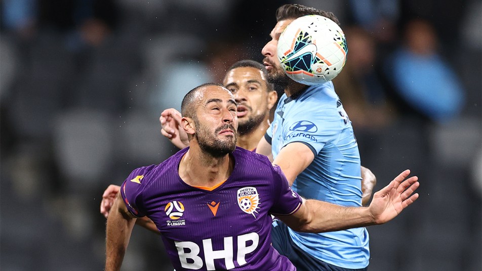 Semi-Final - Sydney FC v Glory - Tarek Elrich aerial challenge