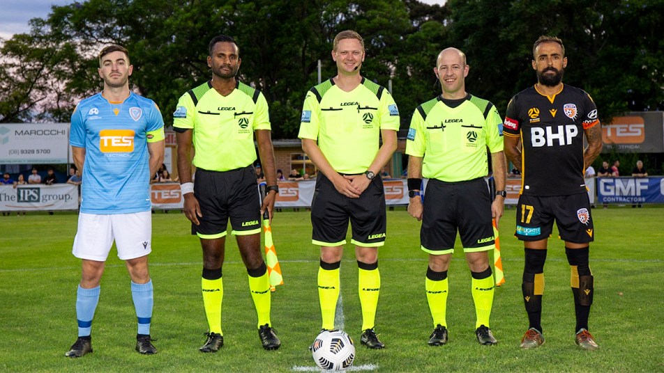 Perth SC v Glory Friendly - Tom Mc - players and match officials