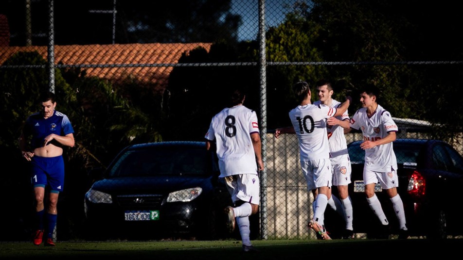 NPL 2021 - Cockburn City v Glory - Ciaran Bramwell celebrates
