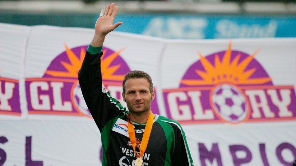 Jason Petkovic waves after 2003 GF
